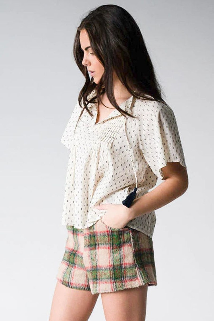 Women Never A Wallflower Blouses | Peasant Top Ivory Swiss Dot