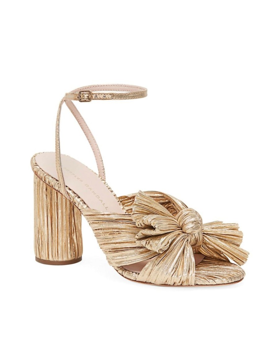 Women Loeffler Randall Heels & Wedges | Camellia Gold Pleated Bow Heel