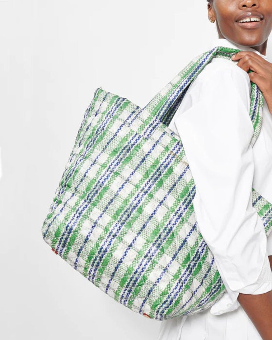 Women MZ Wallace Bags | Spring Plaid Medium Metro Tote Deluxe