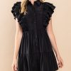 Women Esme Dresses | Black Ruffle Sleeve Dress