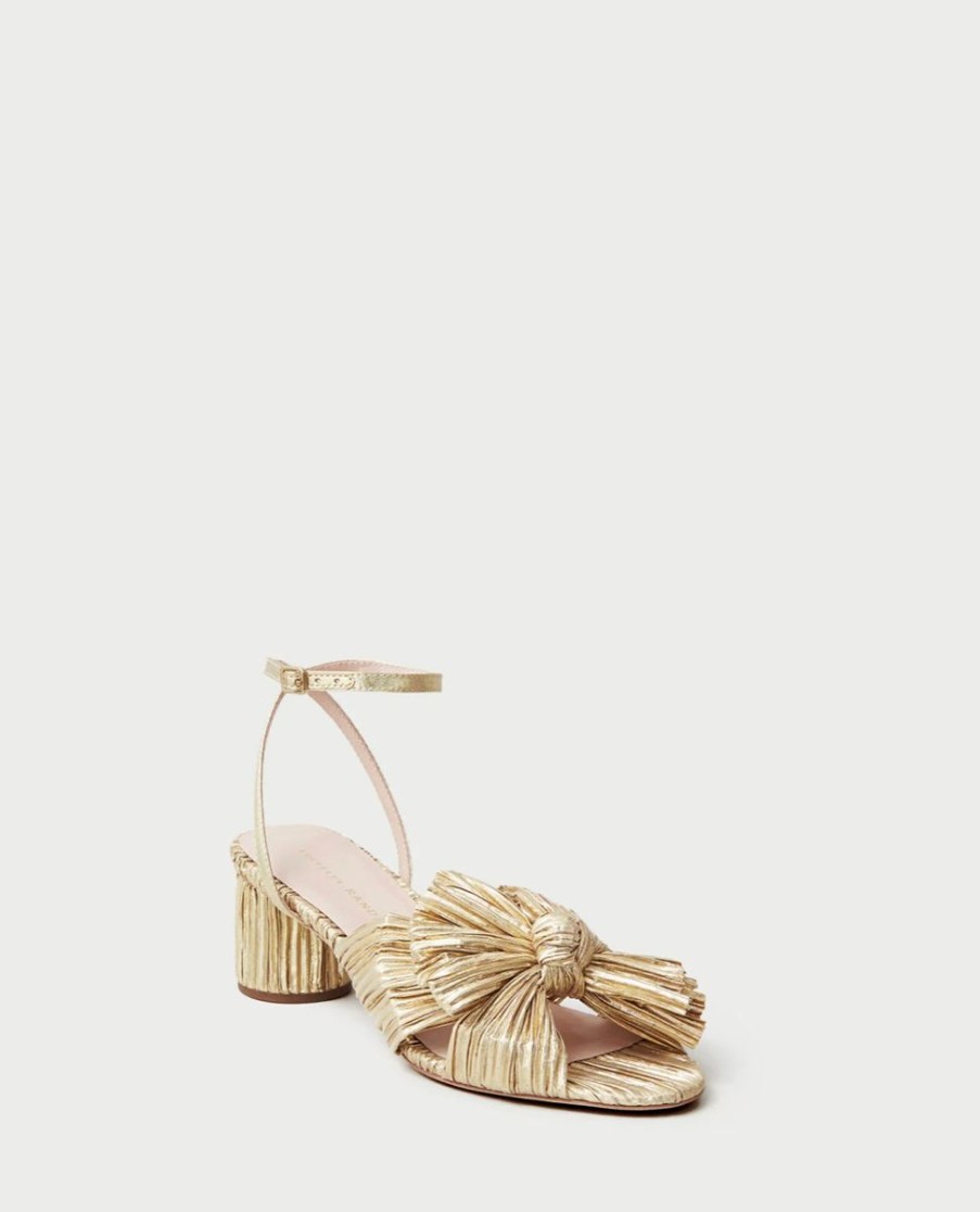 Women Loeffler Randall Heels & Wedges | Dahlia Gold Pleated Bow Heel