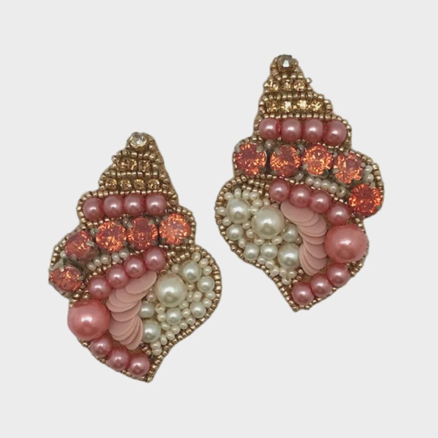 Women Allie Beads Jewelry | Pink Seashell Stud Earrings