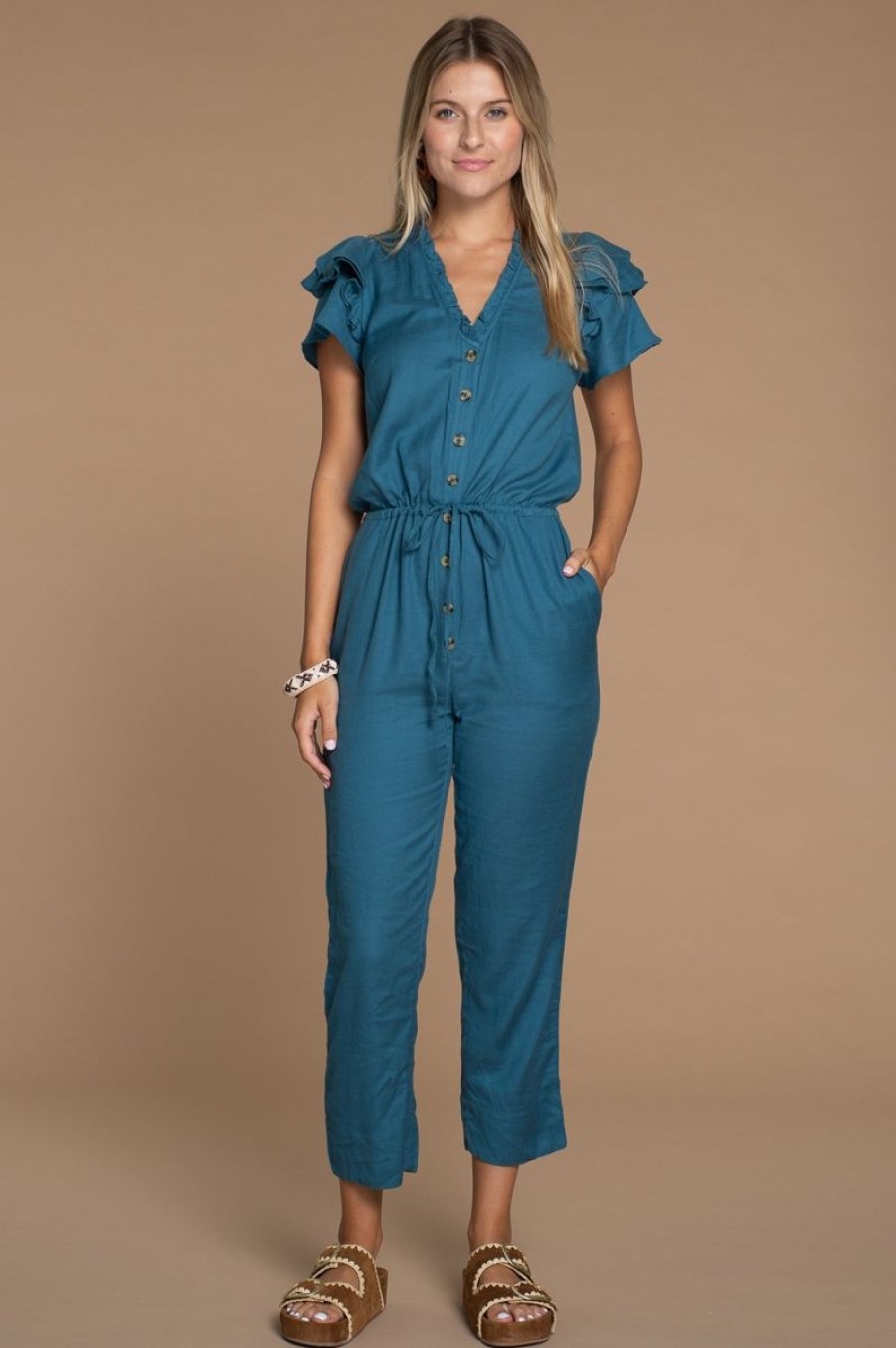 Women Olivia James the Label Jumpsuits & Rompers | Charlotte Jumpsuit In Batik Blue