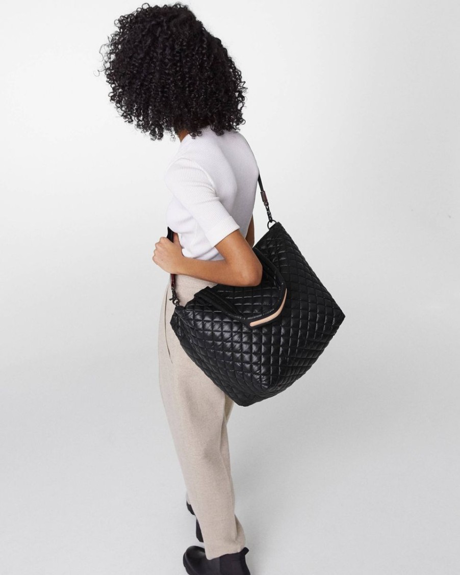 Women MZ Wallace Bags | Black Large Metro Tote Deluxe