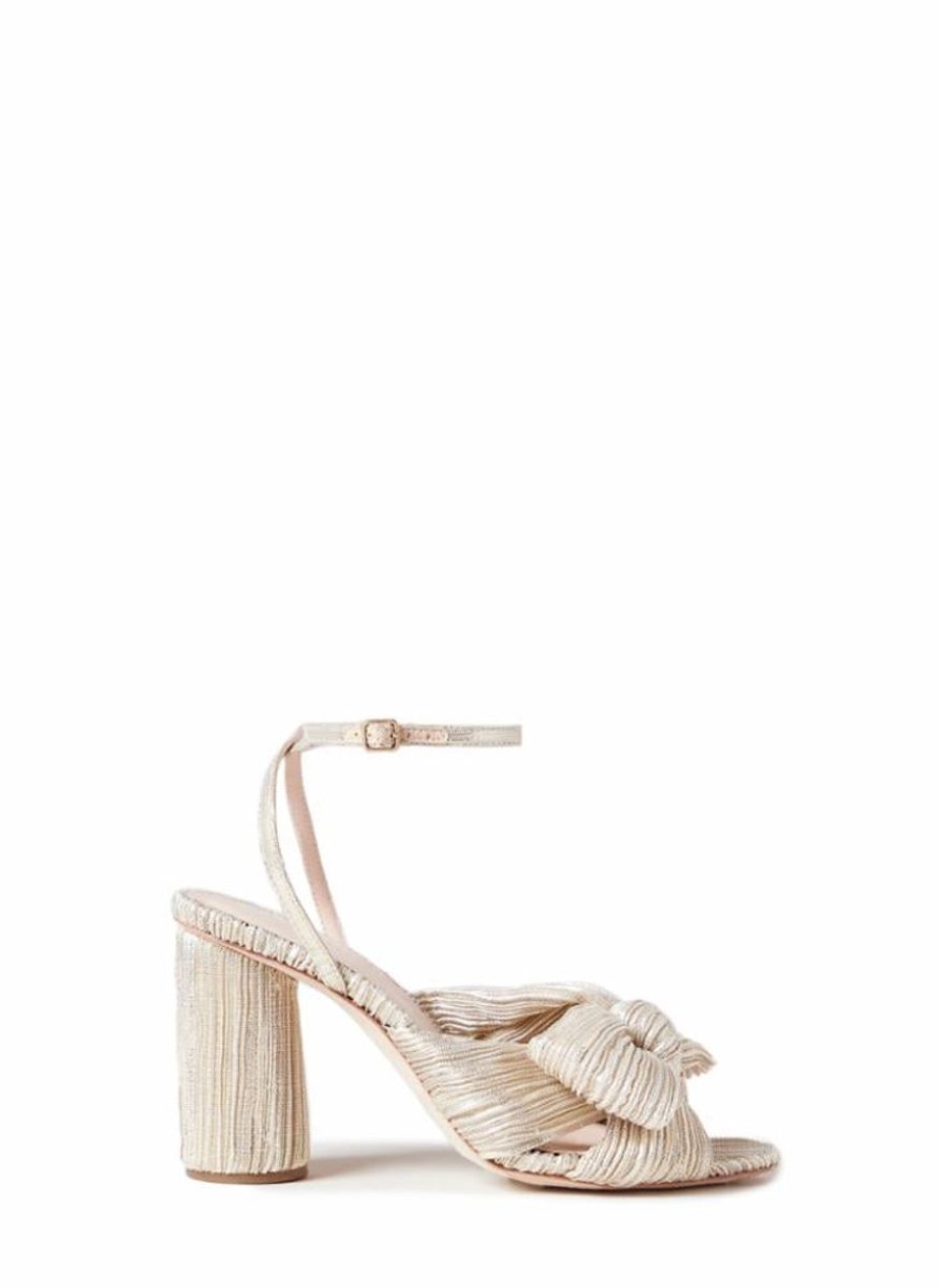 Women Loeffler Randall Heels & Wedges | Camellia Platinum Pleated Bow Heel