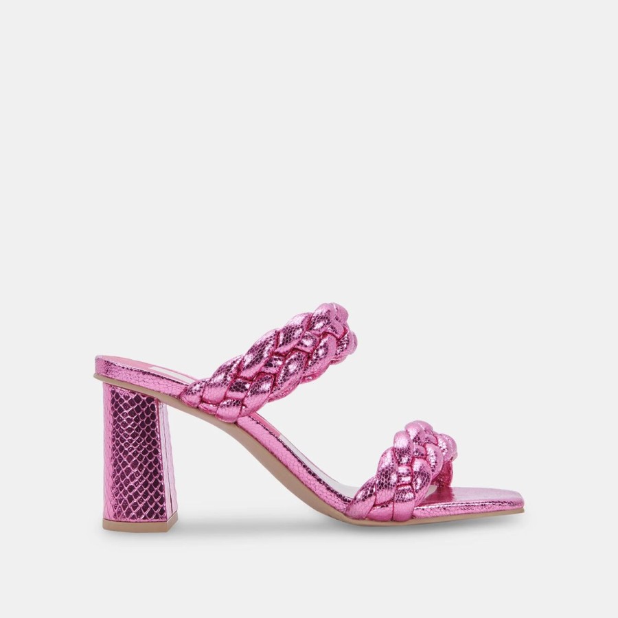 Women Dolce Vita Heels & Wedges | Paily Heel In Magenta Cracked Stella