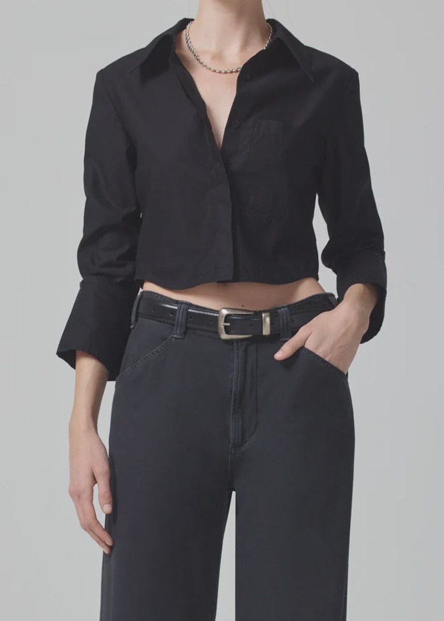 Women Citizens of Humanity Blouses | Bea Crop Top In Black