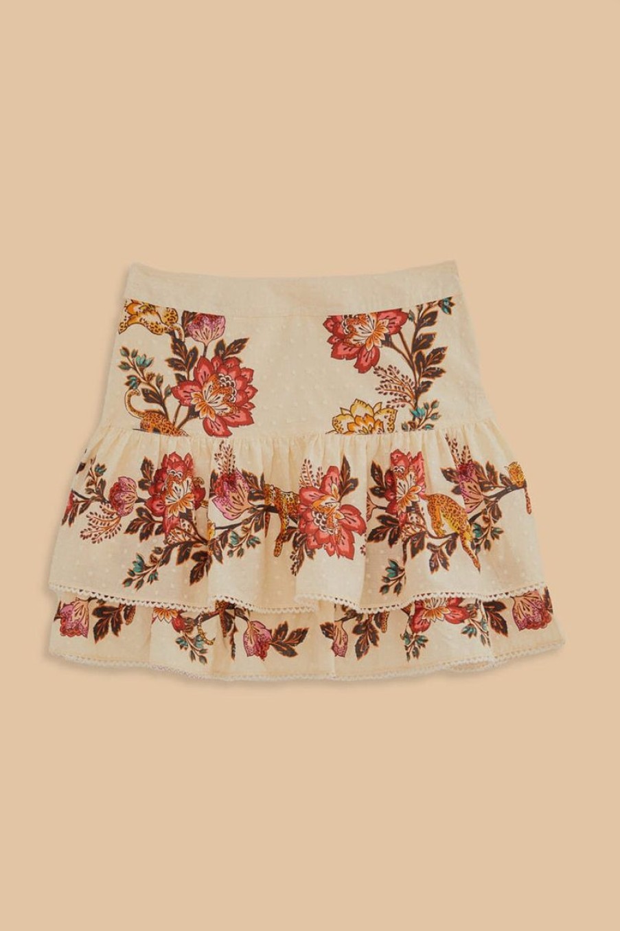 Women Farm Rio Skirts | Sand Leopard Flowers Mini Skirt