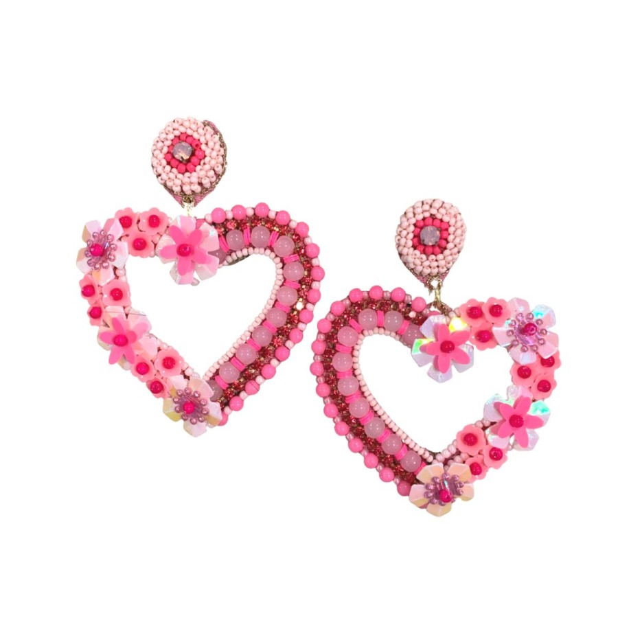 Women Allie Beads Jewelry | Floral Heart Earrings