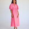 Women Never A Wallflower Dresses | Hot Pink High Neck Midi Dress