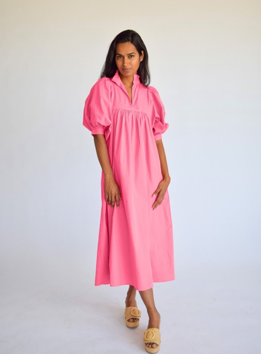 Women Never A Wallflower Dresses | Hot Pink High Neck Midi Dress