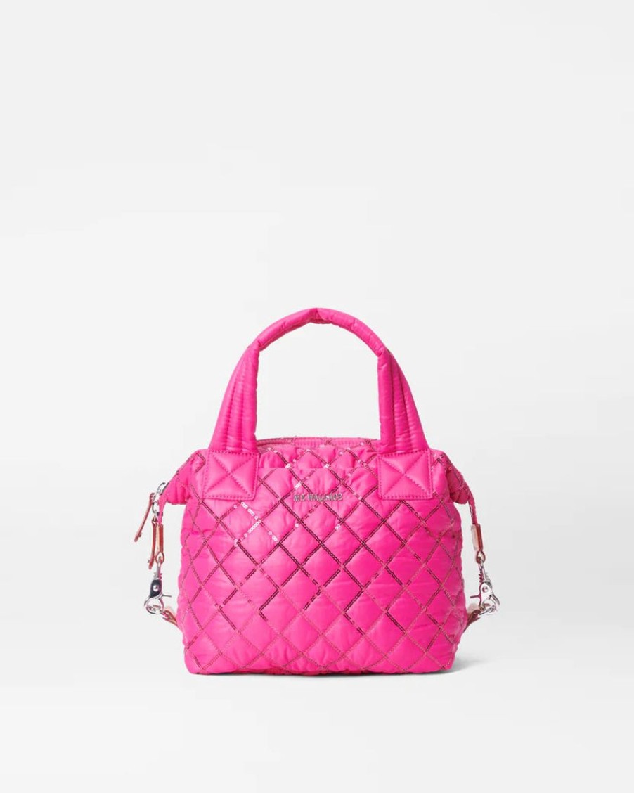 Women MZ Wallace Bags | Bright Fuchsia With Sequin Small Sutton Deluxe