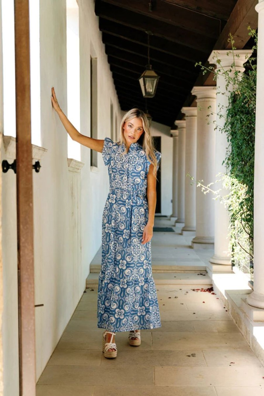 Women Sheridan French Dresses | Taylor Dress In Azure Morocco