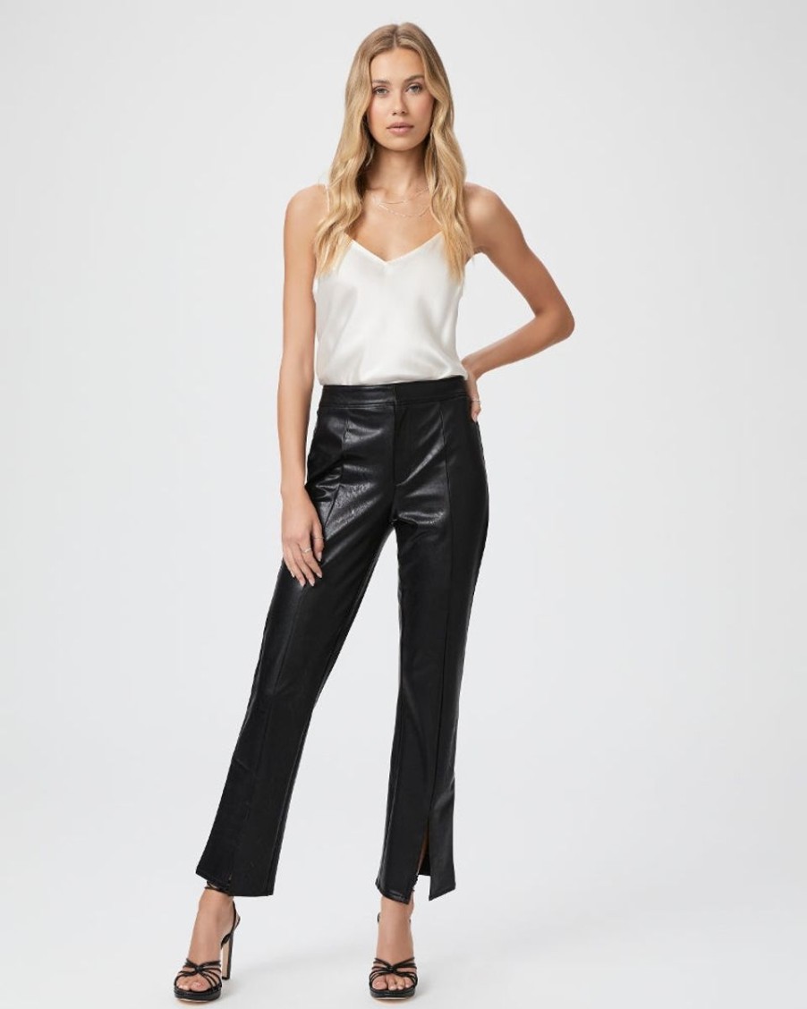 Women PAIGE Denim & Pants | Mesa Pant-Black Faux Leather