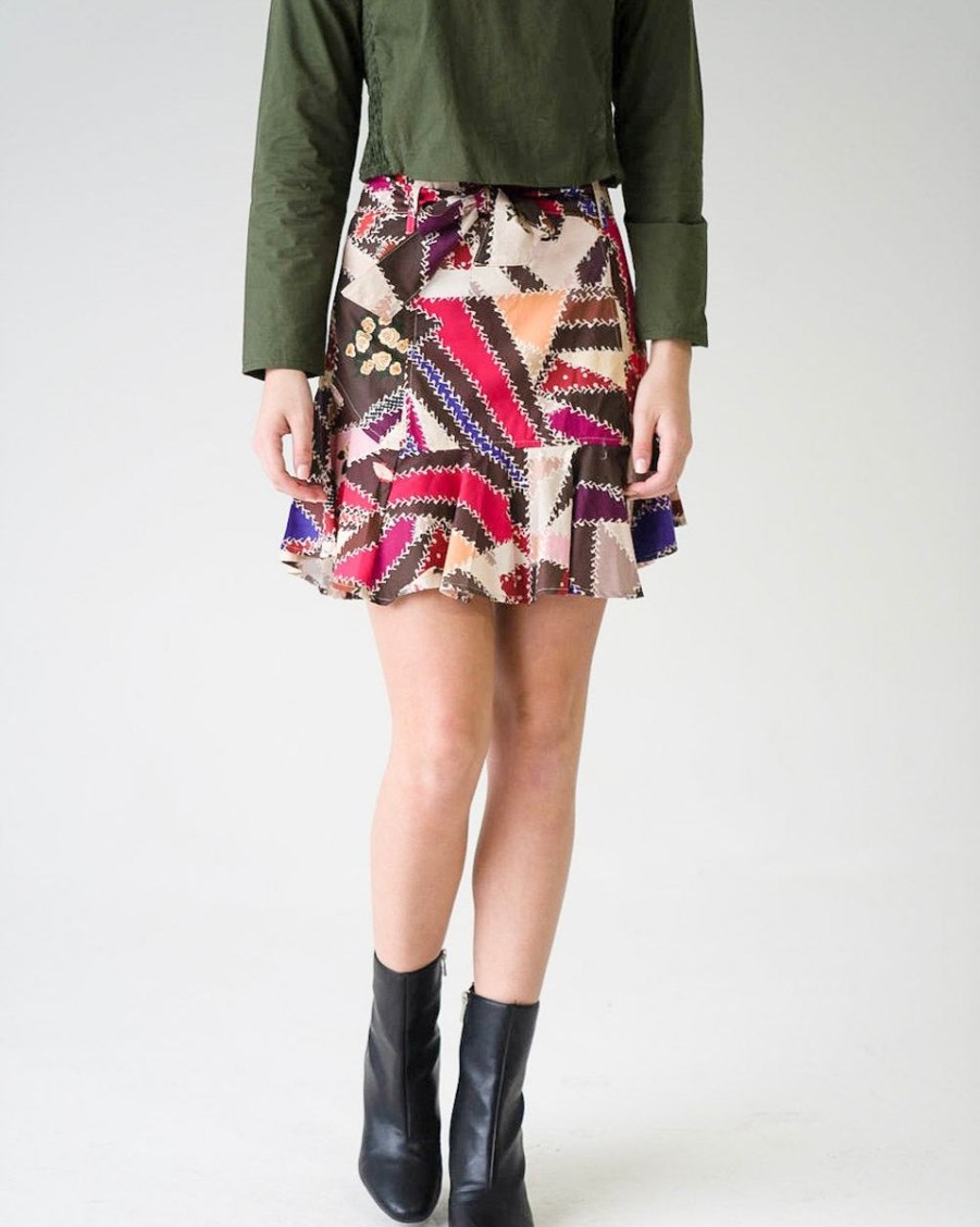 Women Never A Wallflower Skirts | Prairie Mini Skirt Crazy Quilt