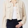 Women PAIGE Outerwear | Cropped Pacey Denim Jacket-Soft Beige