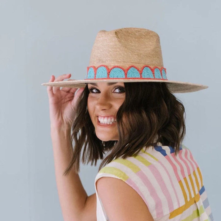 Women Sunshine Tienda Hats | Gloria Turquoise Crochet Palm Hat