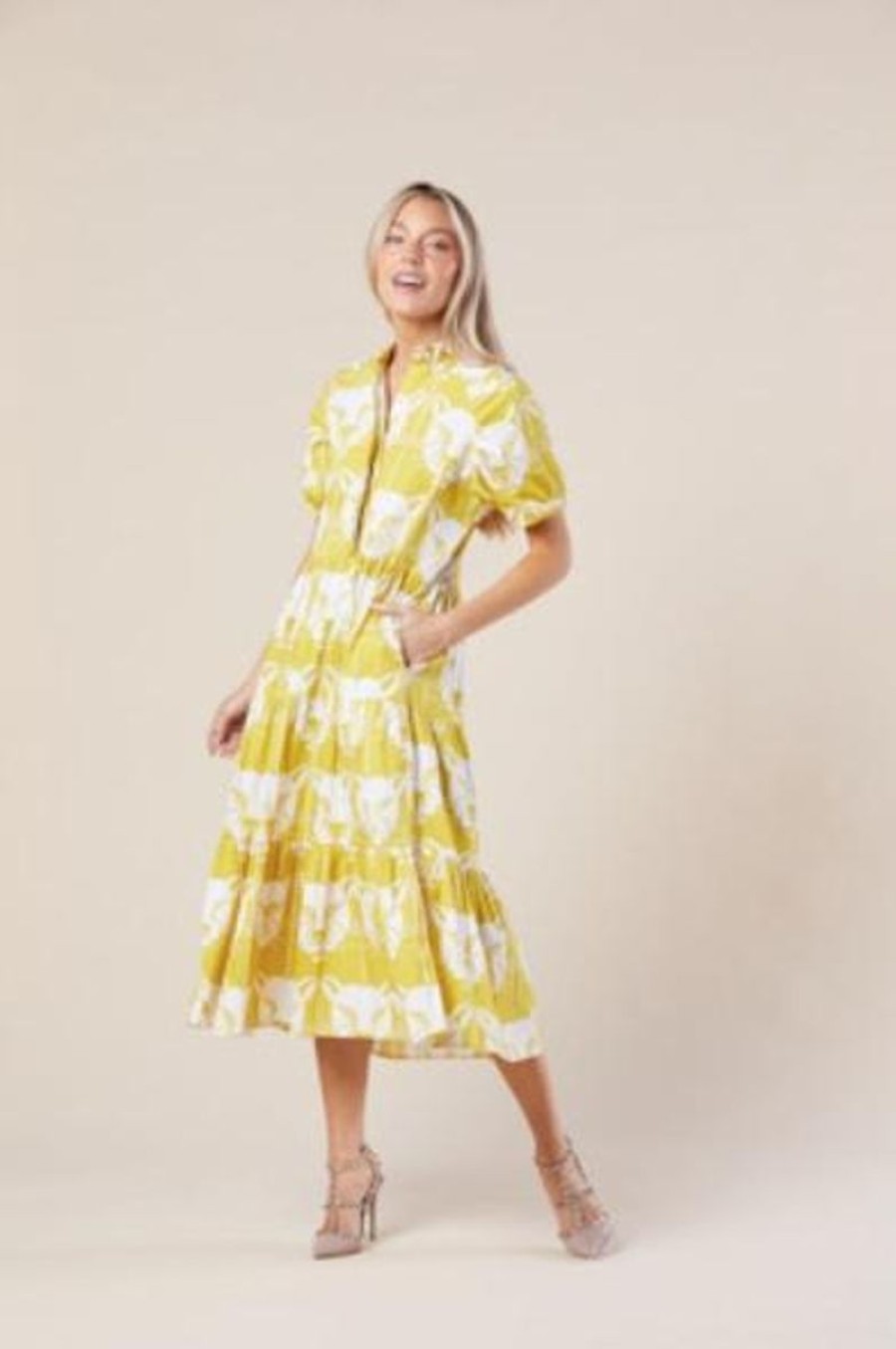 Women Sheridan French Dresses | Kimbell Dress In Saffron Jungle Ikat