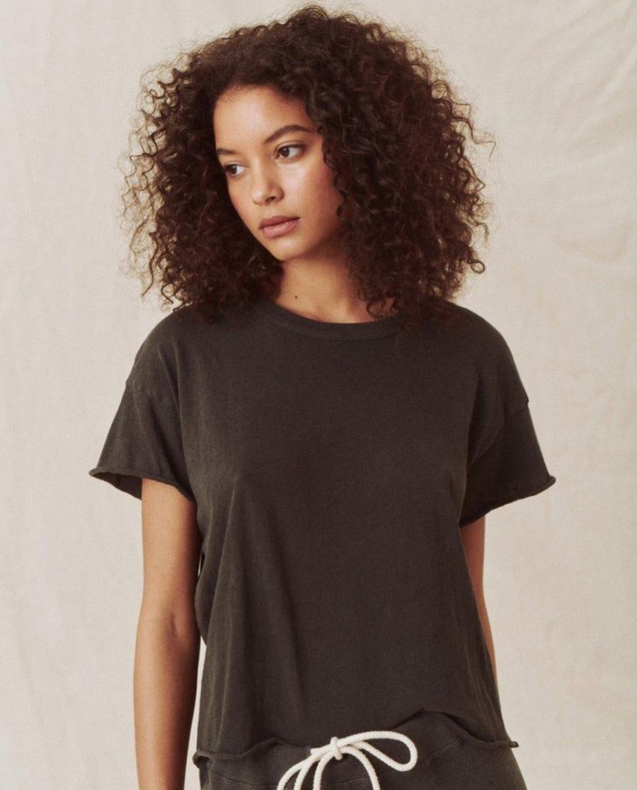 Women The Great. Knits & Tees | The Crop Tee-Washed Black