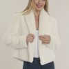 Women Dolce Cabo Outerwear | Ivory Faux Fur Shawl Collar Jacket