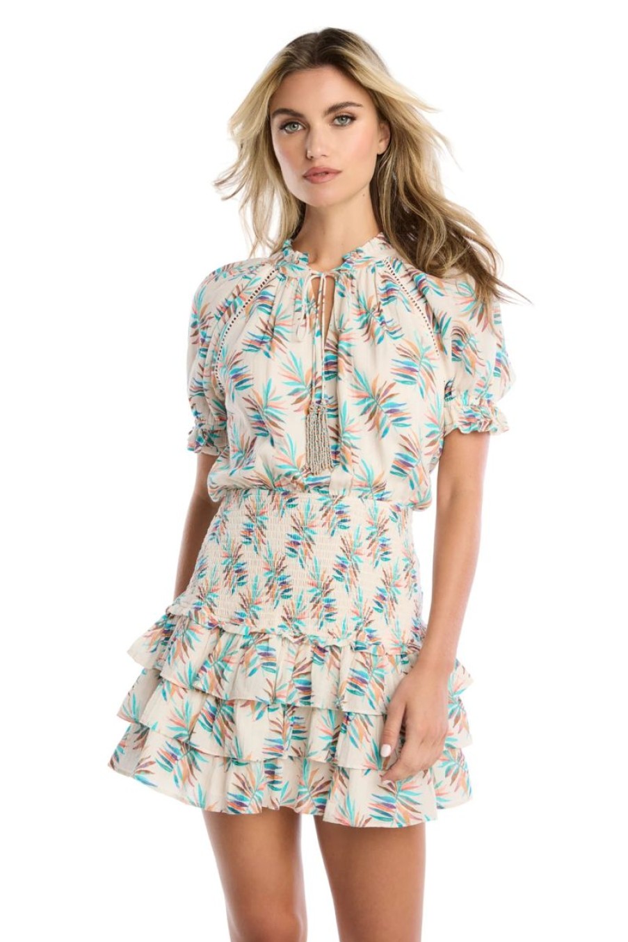 Women Allison Dresses | Olive Mini Dress-Tropical Leaf