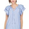 Women JADE Blouses | Blue Stripe Top