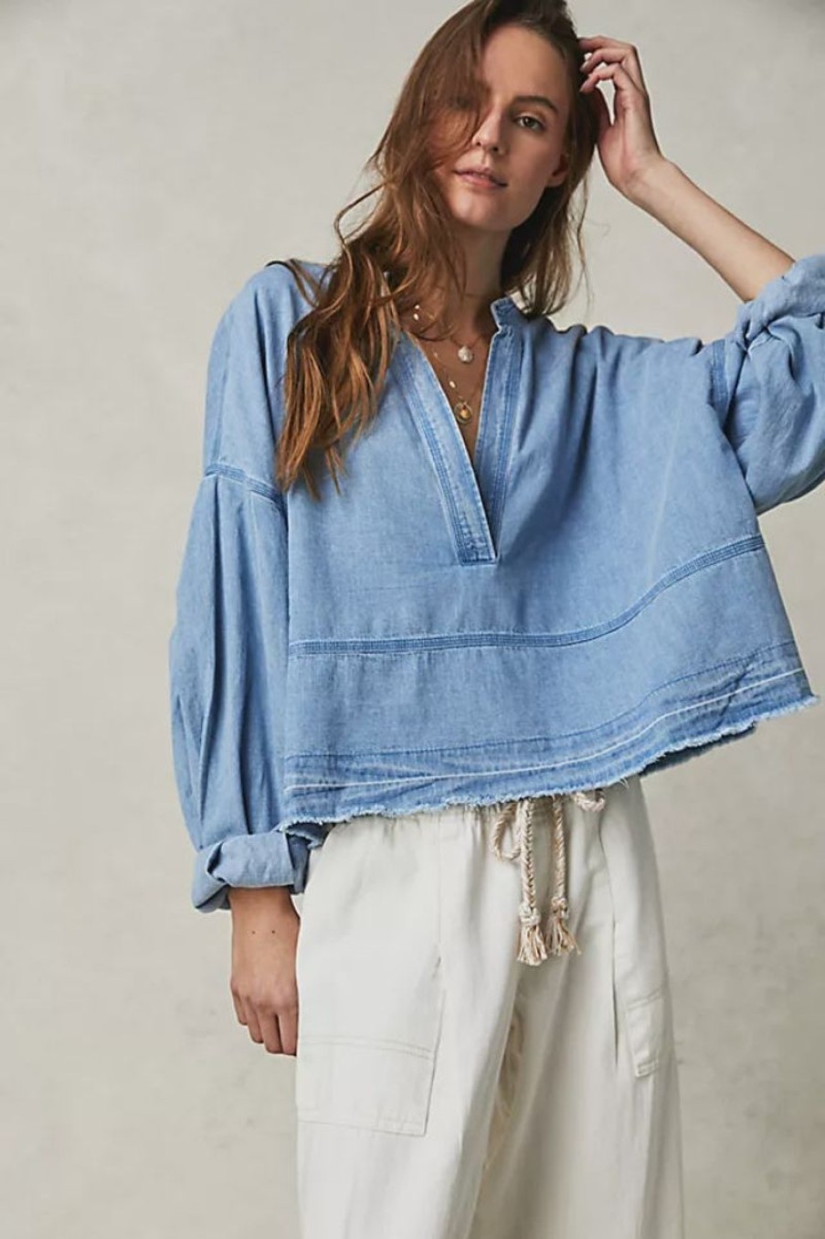 Women Free People Blouses | Jude Denim Pullover