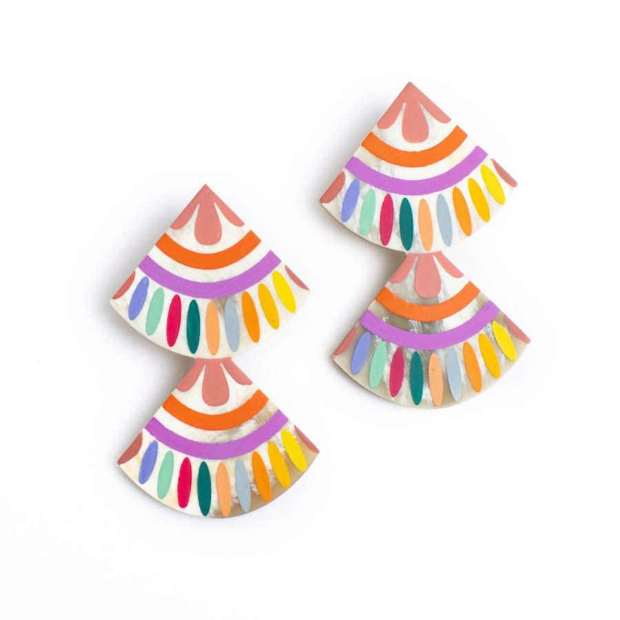 Women Sunshine Tienda Jewelry | Rainbow Double Tile Earrings