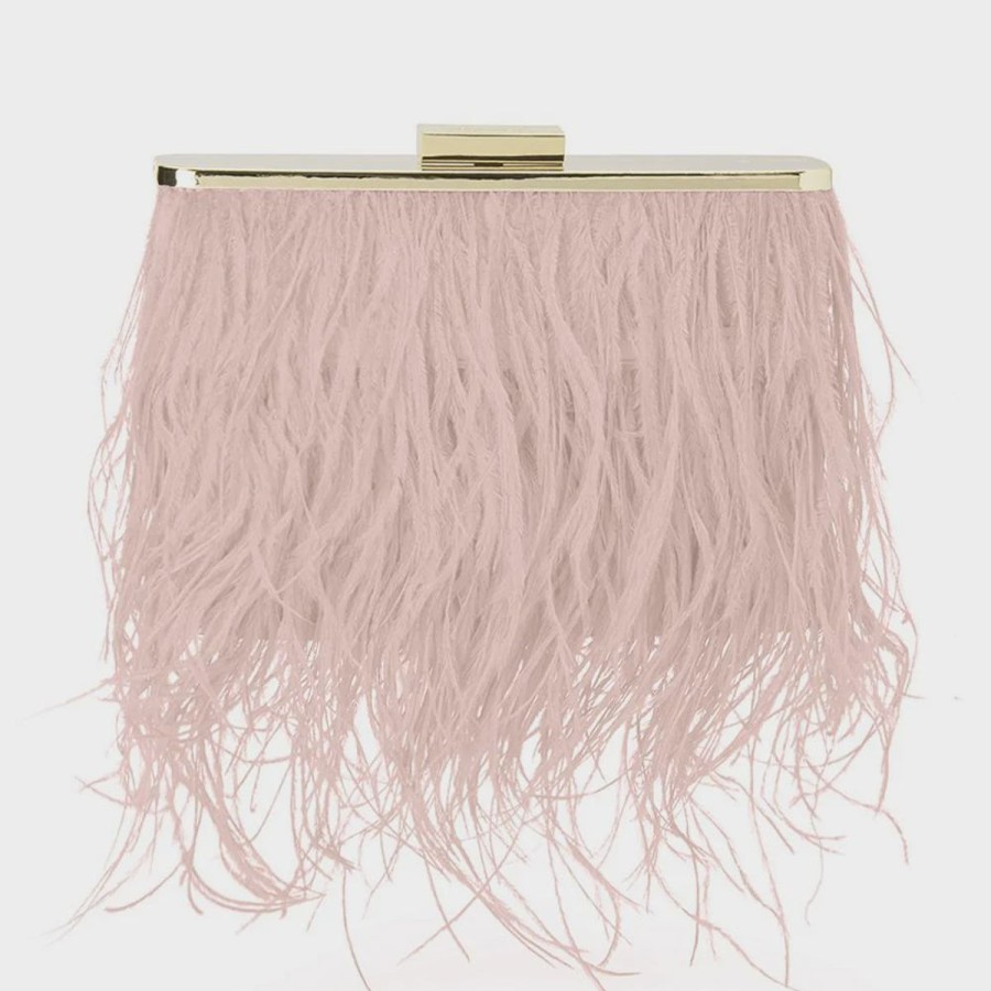 Women Olga Berg Bags | Estelle Pink Feather Clutch