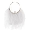 Women Olga Berg Bags | Penny Feathered Frame Bag-White