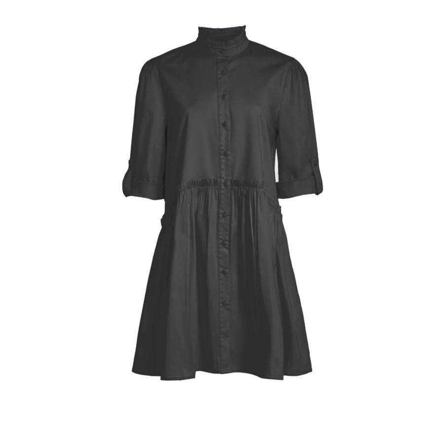 Women Taylor Tillman Dresses | Cammie Ruffle Shirt Dress-Black