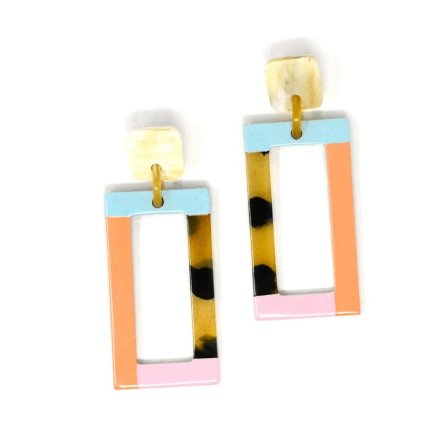 Women Sunshine Tienda Jewelry | Neutral Colorblock Earrings