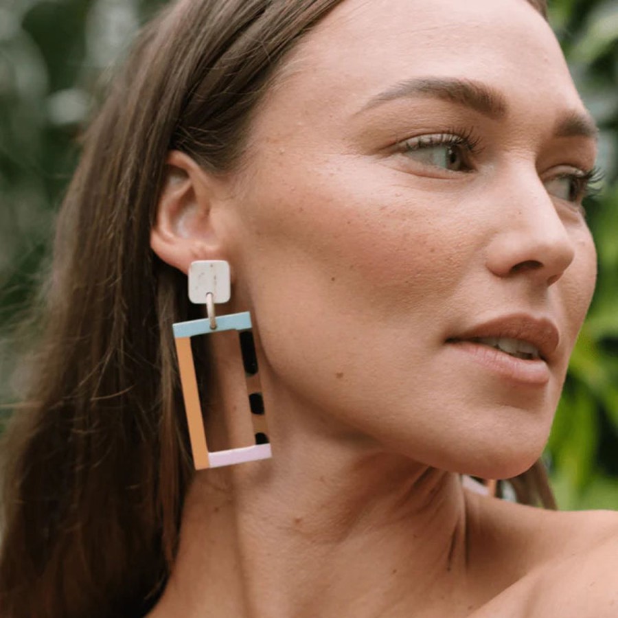 Women Sunshine Tienda Jewelry | Neutral Colorblock Earrings