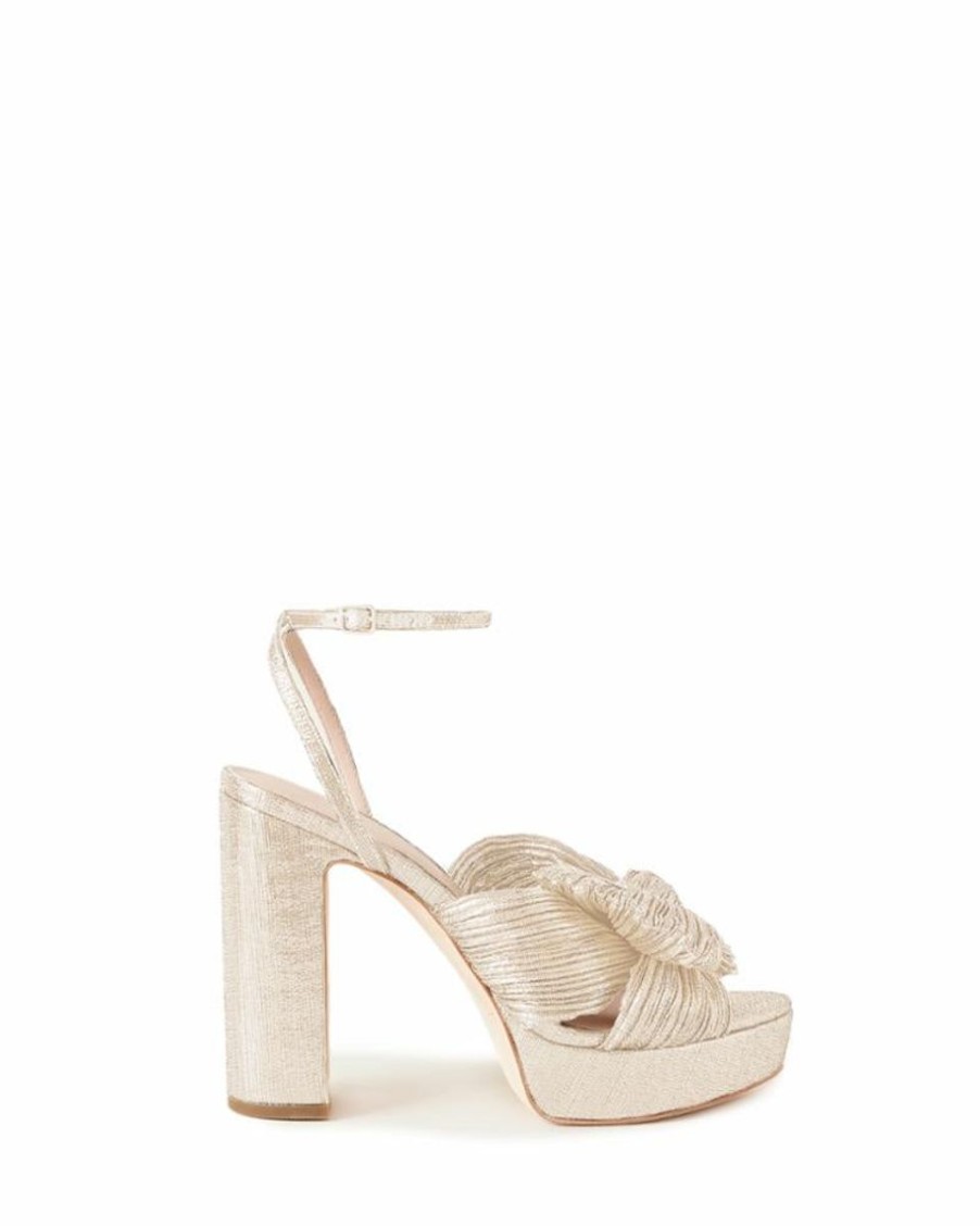 Women Loeffler Randall Heels & Wedges | Natalia Platinum Pleated Bow Heel