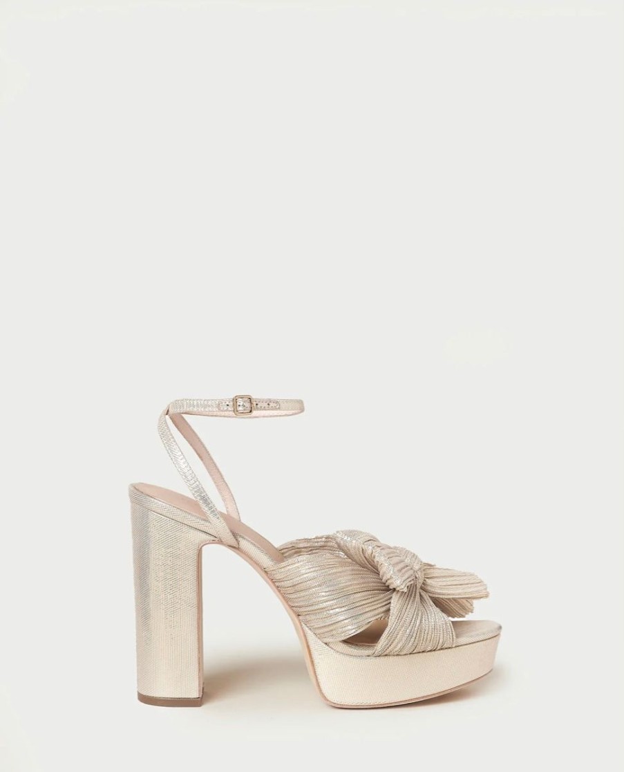 Women Loeffler Randall Heels & Wedges | Natalia Platinum Pleated Bow Heel