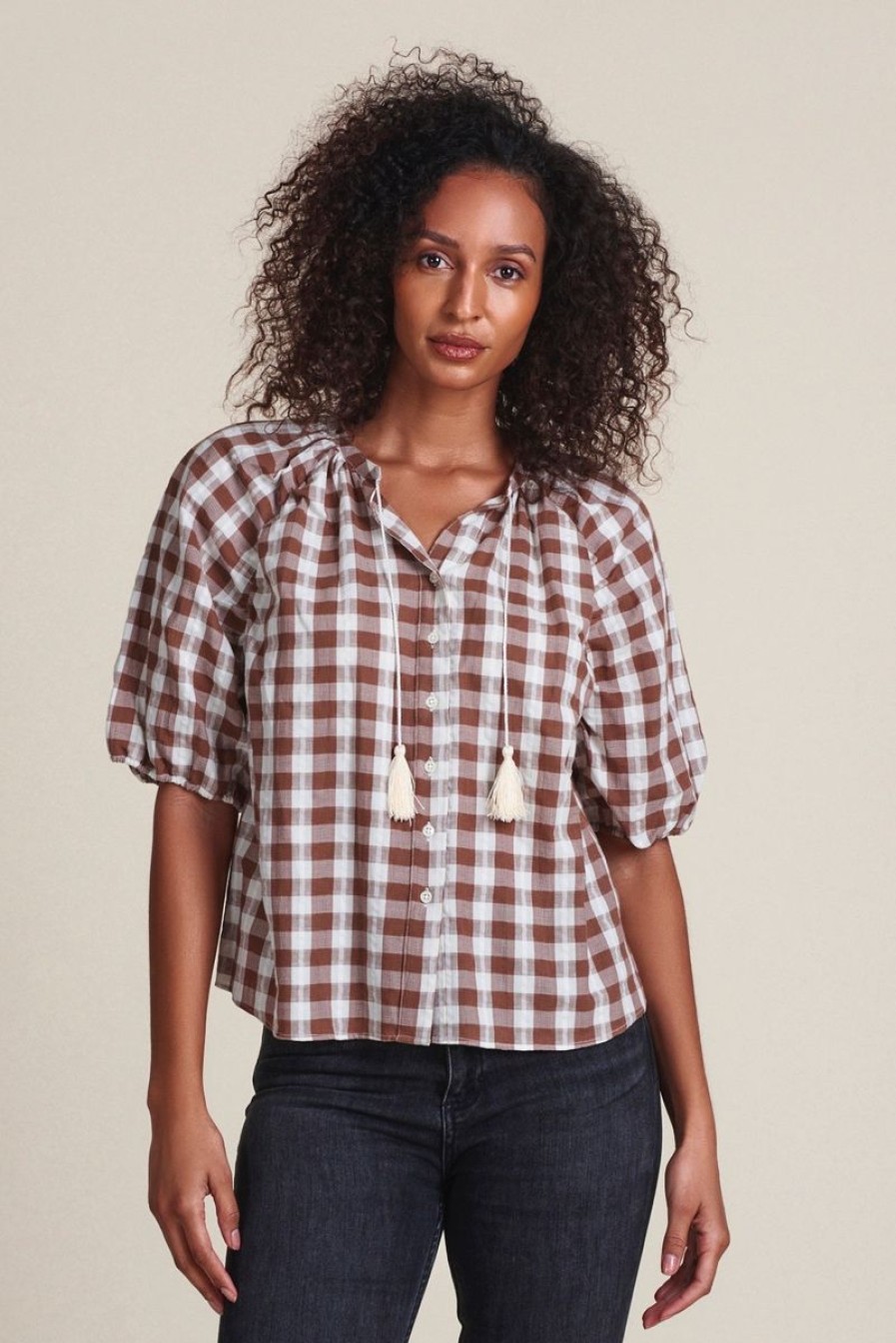 Women The Shirt Blouses | The Antoinette Shirt-White/Taupe