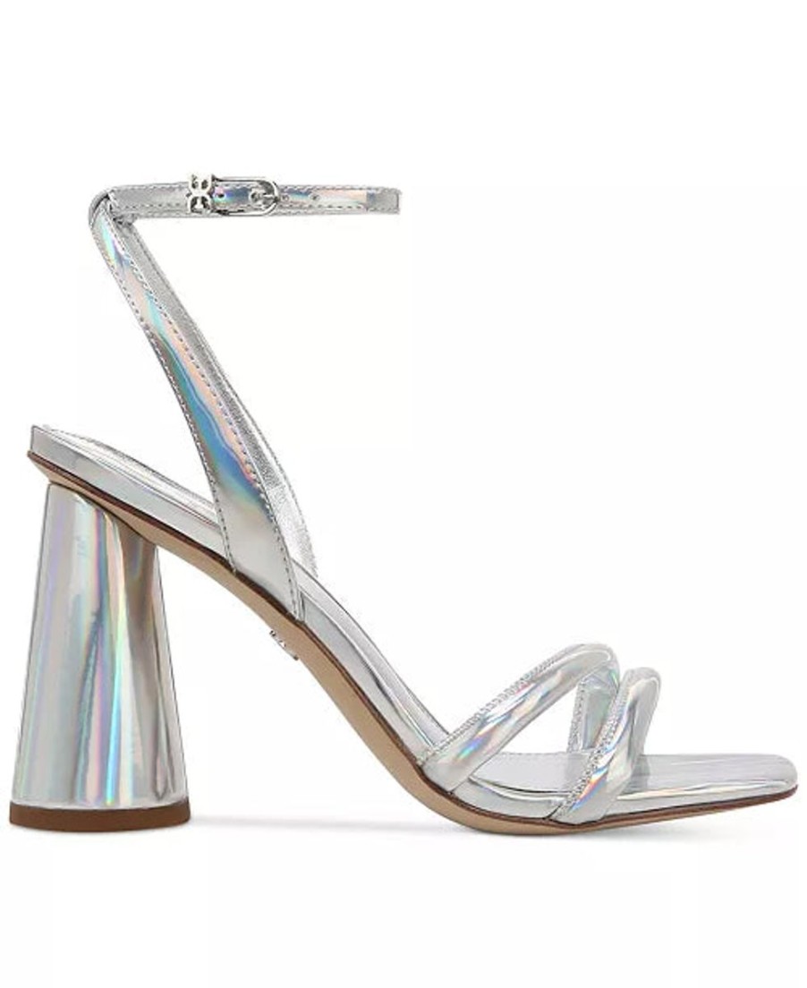 Women Sam Edelman Heels & Wedges | Kia Block Heel Sandal In Soft Silver Iridescent