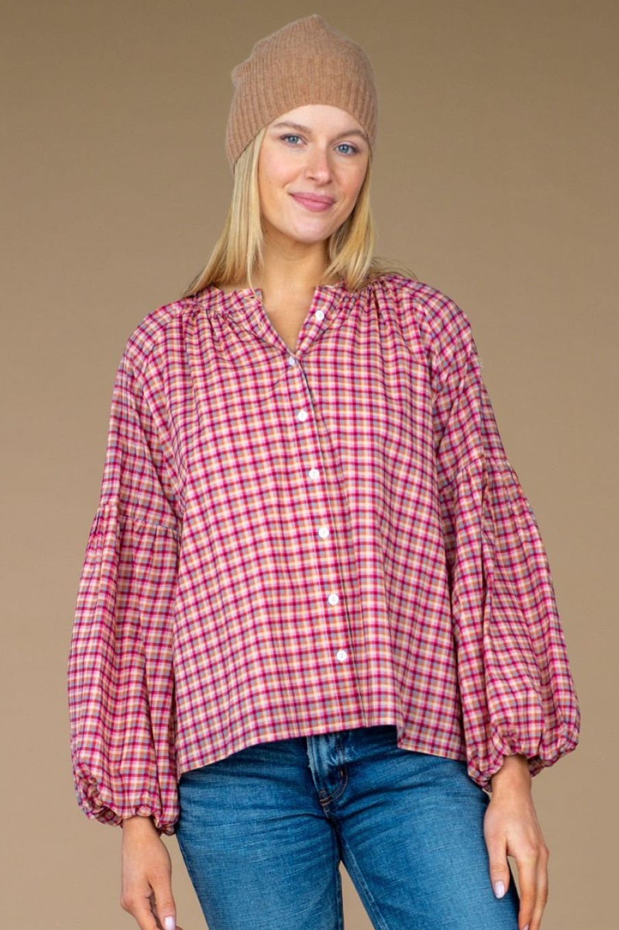 Women Olivia James the Label Blouses | Emory Top In Big Sky Plaid