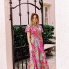 Women Sheridan French Dresses | Eloise Dress In Fuchsia + Green Moroccan Ikat