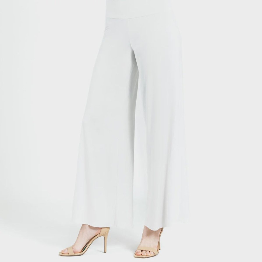 Women Clara Sun Woo Denim & Pants | Palazzo Pant-Ivory Crushed Silk