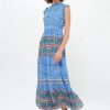 Women Oliphant Dresses | Sleeveless Smocked Maxi-Blue Campania