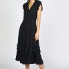 Women Current Air Dresses | Sereia Pleated Midi Dress|Black